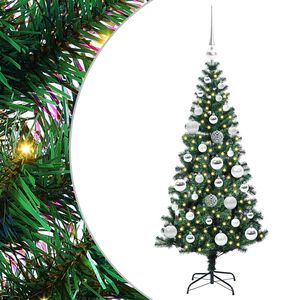 vidaXL Kunstig Forbelyst Juletr&aelig; med stativ Gr&oslash;n 120 cm PVC og metal