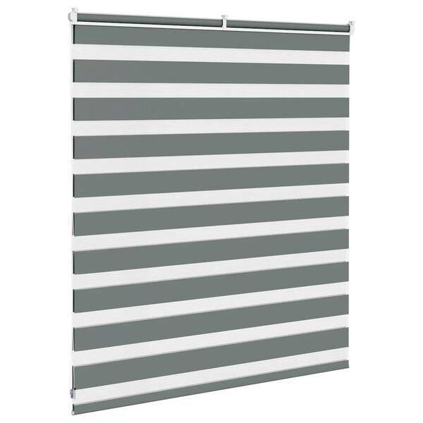 vidaXL zebragardin m&oslash;rkegr&aring; 130x100 cm stofbredde 125,9 cm polyester