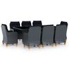 vidaXL udend&oslash;rs spisebordss&aelig;t 9 dele med hynder polyrattan m&oslash;rkegr&aring;