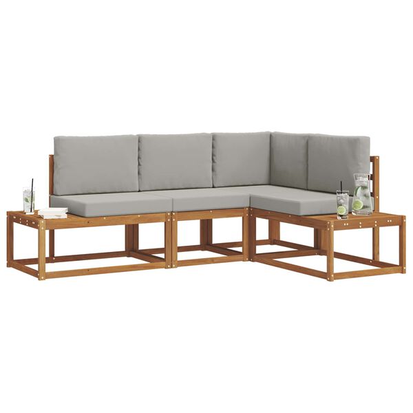 vidaXL Udend&oslash;rs sofagruppe med pude 4 Stk Naturlig og Lys Gr&aring;