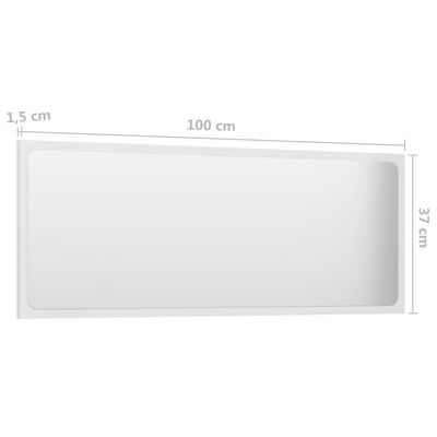 vidaXL badeværelsesspejl 100x1,5x37 cm spånplade hvid højglans