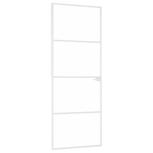vidaXL d&oslash;r 76x201,5 cm h&aelig;rdet glas og aluminium hvid