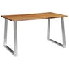vidaXL spisebord 140 x 80 x 75 cm massivt akacietr&aelig; og rustfrit st&aring;l