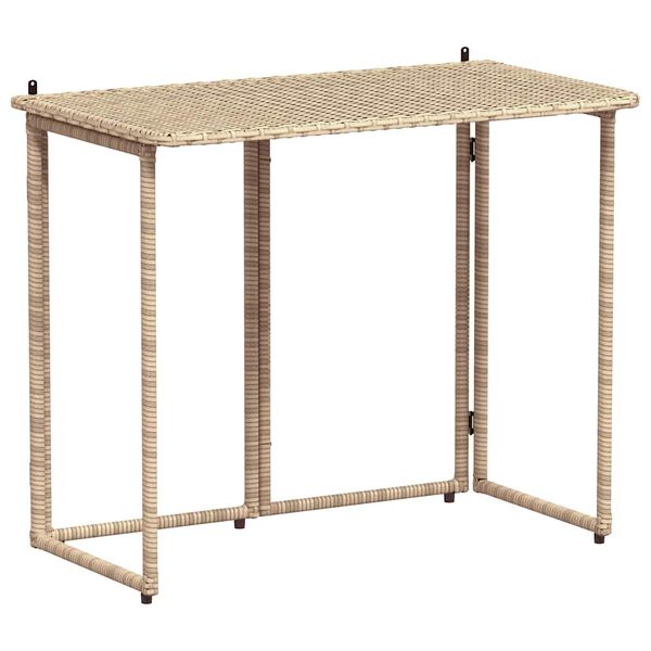 vidaXL foldbart havebord 90x51x75 cm polyrattan beige