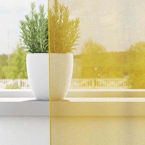 vidaXL voile-gardiner med øskner 2 stk. gul