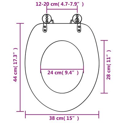 vidaXL toiletsæde med soft close-låg MDF undervandsdesign