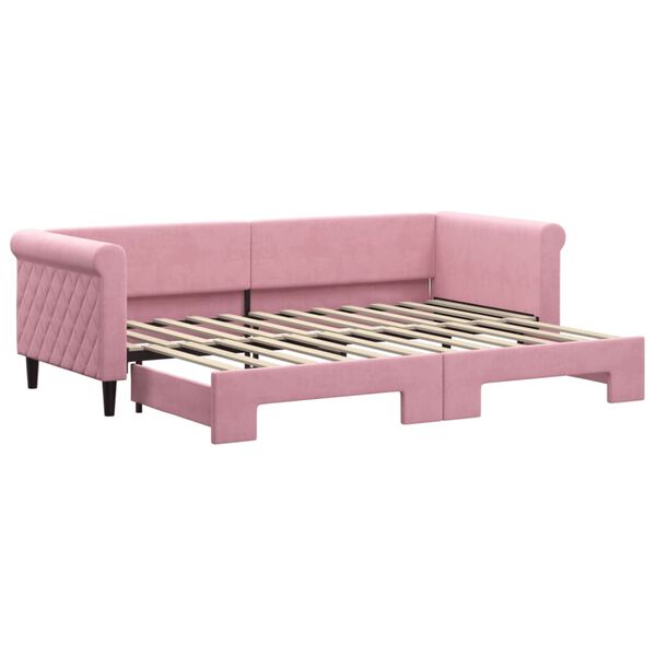 vidaXL daybed med udtræk 80x200 cm velour lyserød