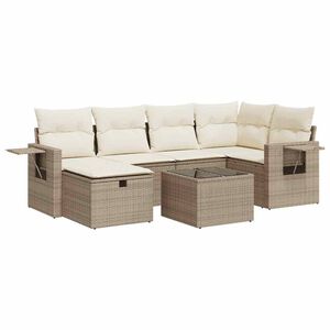 vidaXL sofas&aelig;t til haven 7 dele med hynder polyrattan beige
