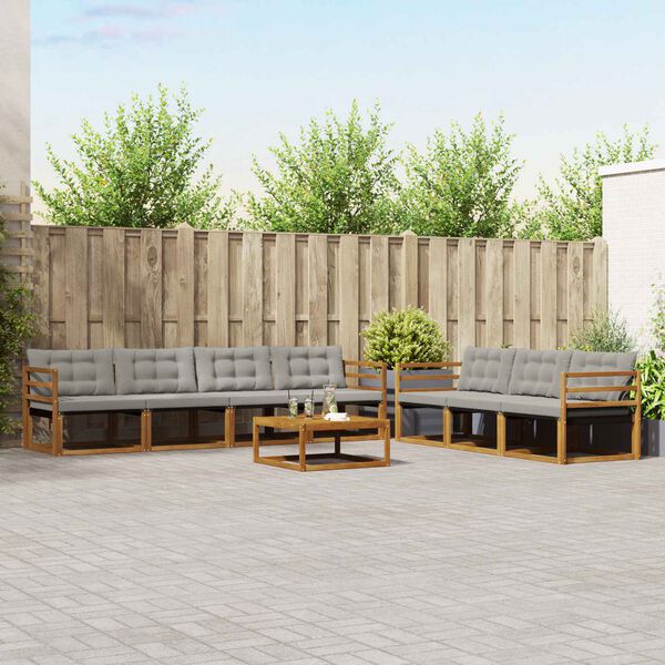 vidaXL Udend&oslash;rs sofagruppe med pude 8 pcs Naturlig og Lys Gr&aring;