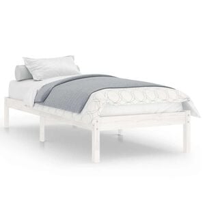 vidaXL sengeramme 75x190 cm Small Single massivt tr&aelig; hvid