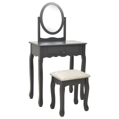 vidaXL kosmetikbord med taburet 65x36x128 cm kejsertræ MDF grå