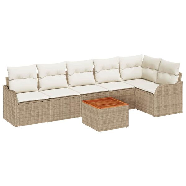 vidaXL Havesofa S&aelig;t 7 pcs Beige Poly rattan