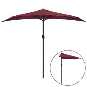 vidaXL altanparasol med aluminiumsstang 270x144x222 cm halv bordeaux