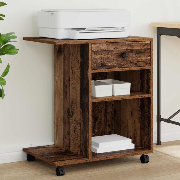 vidaXL Printerstand Gammelt tr&aelig; 60 x 40 x 68.5 cm Konstrueret tr&aelig;