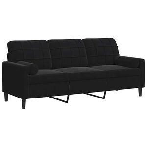 vidaXL 3-personers sofa med pyntepuder 180 cm velour sort