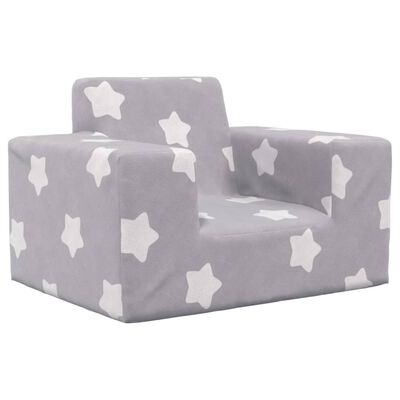 vidaXL sofa til børn stjernemønster blødt plys lysegrå
