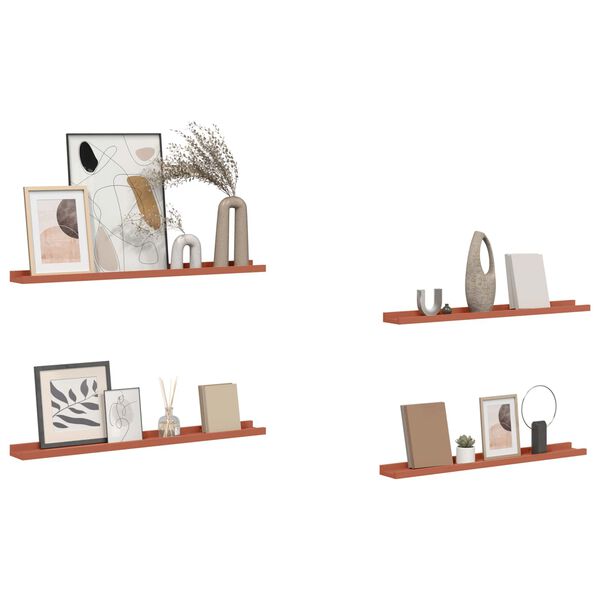 vidaXL V&aelig;ghylde med hylde 4 pcs R&oslash;d 80 x 9 x 3 cm Konstrueret tr&aelig;