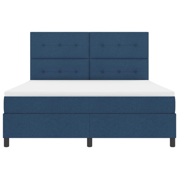 vidaXL Box spring seng med madras med LED Bl&aring; 180 x 200 cm Stof