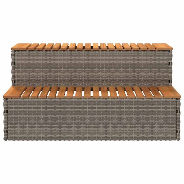 vidaXL spakant 100x50x50,5 cm polyrattan og massivt akacietr&aelig; gr&aring;