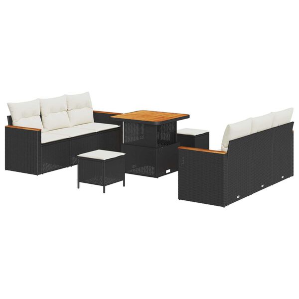 vidaXL Havesofa S&aelig;t 9 pcs Sort polyrattan