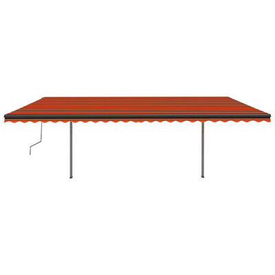 vidaXL markise med stolper 3,5x2,5 m manuel betjening orange og brun