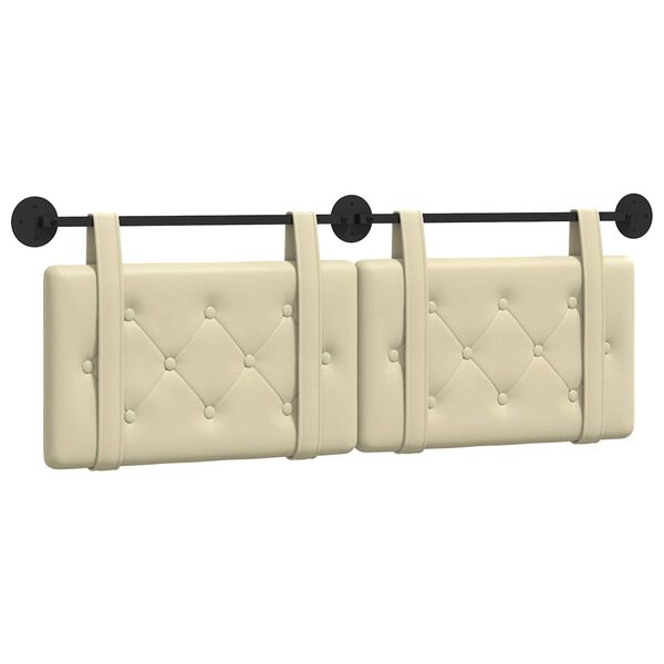 vidaXL H&aelig;ngende Hovedgavl V&aelig;gmonteret Creme 130 x 55 x 5 cm Faux l&aelig;der