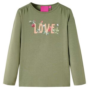 Lang&aelig;rmet T-shirt til b&oslash;rn str. 104 kakifarvet