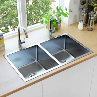 vidaXL håndlavet køkkenvask rustfrit stål