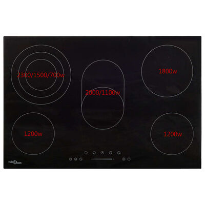 vidaXL keramisk kogeplade med 5 brændere Touch Control 8500 W 90 cm
