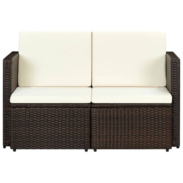 vidaXL 2-personers havesofa med hynder brun polyrattan