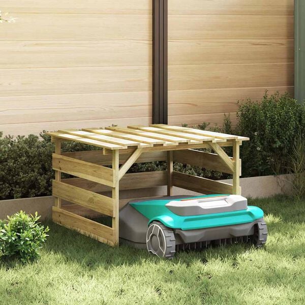 vidaXL Gr&aelig;sklipper Garage Brun 84 x 80 x 56 cm Impregneret fyrretr&aelig;