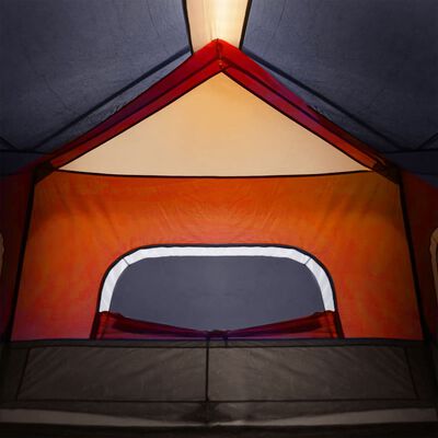 vidaXL 6-personers campingtelt med LED-lys lysegrå og orange
