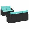 vidaXL Sofa S&aelig;t med pude med pude 6 pcs Sort og Turkis polyrattan