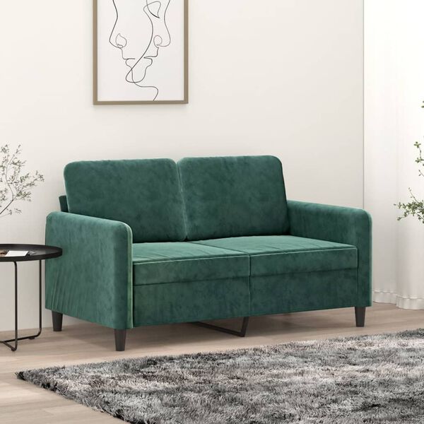vidaXL 2-personers sofa 120 cm fl&oslash;jl m&oslash;rkegr&oslash;n