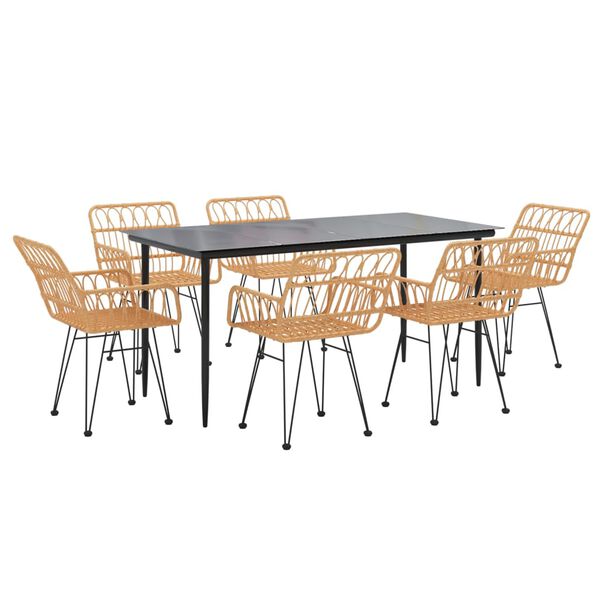 vidaXL spisebordssæt til haven 7 dele polyrattan