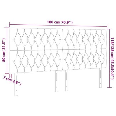 vidaXL sengegavl med LED-lys 180x7x118/128 cm stof sort