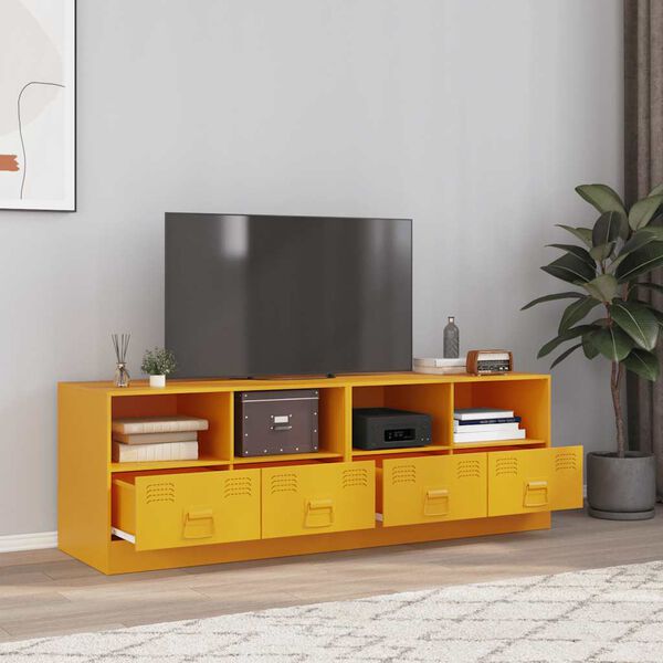 vidaXL tv-borde 2 stk. 67x39x44 cm st&aring;l sennepsgul