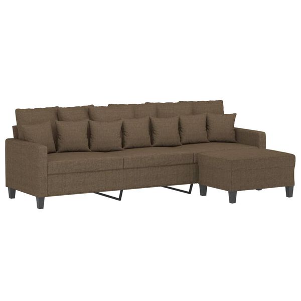 vidaXL 3-personers sofa med fodskammel 210 cm stof Brun