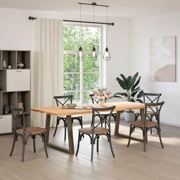 vidaXL spisebordsben V-formet 2 stk. naturstål 90 x (72-73,3) cm stål