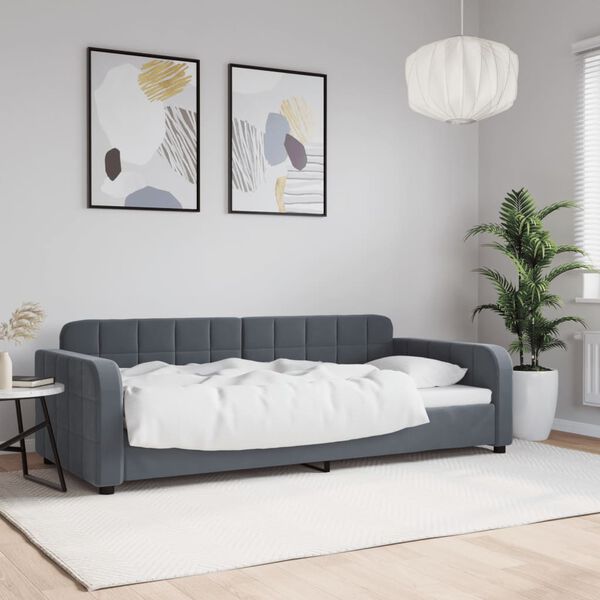 vidaXL daybed 90x200 cm velour m&oslash;rkegr&aring;