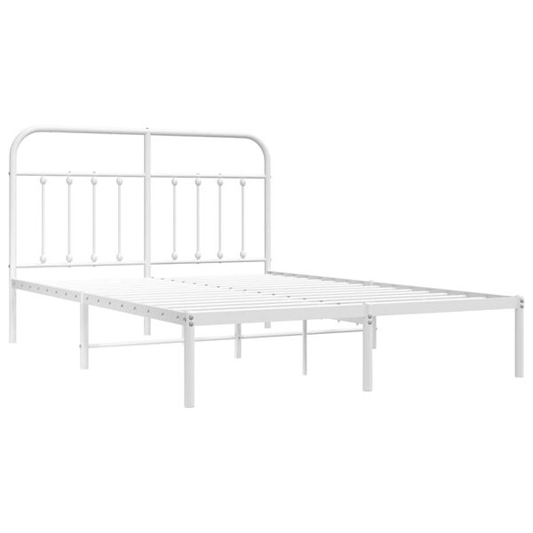 vidaXL sengeramme med sengegavl 135x190 cm metal hvid