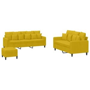 vidaXL sofas&aelig;t 3 dele med hynder velour gul