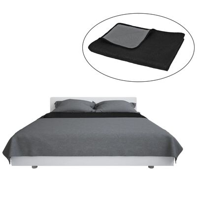 vidaXL dobbeltsidet quiltet sengetæppe 230 x 260 cm grå og sort