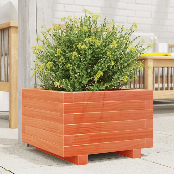 vidaXL plantekasse 40x40x26,5 cm massivt fyrretr&aelig; gyldenbrun