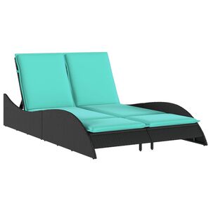 vidaXL liggestol med hynder sort 114x205x73 cm polyrattan
