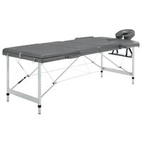 vidaXL massagebord med 3 zoner aluminiumsstel 186 x 68 cm antracitgrå