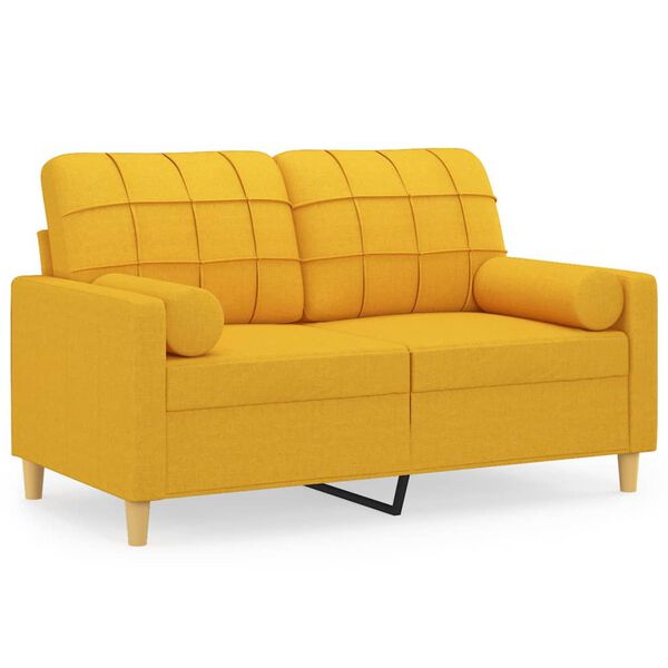 vidaXL 2-personers sofa med puder og hynder 120 cm stof lysegul