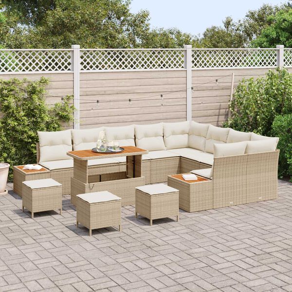 vidaXL Havesofa S&aelig;t 13 pcs Beige polyrattan