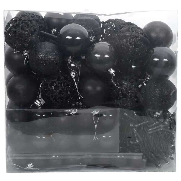 vidaXL Jule Kuglesæt med 300 LED'er 120 pcs Sort Plastik