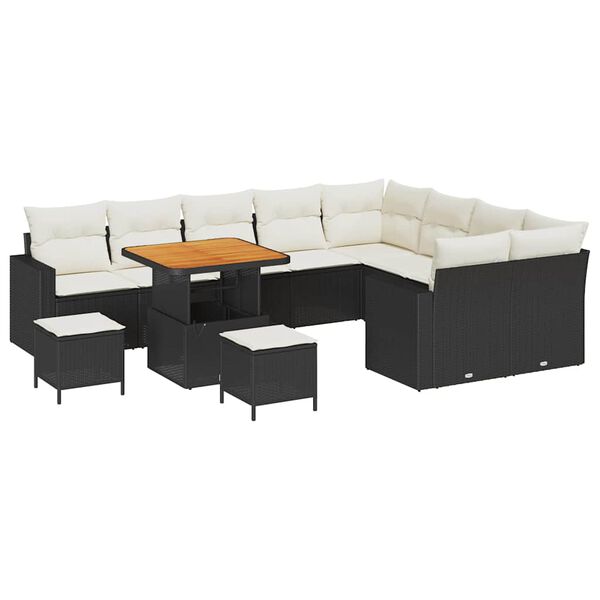 vidaXL Havesofa S&aelig;t 12 pcs Sort polyrattan